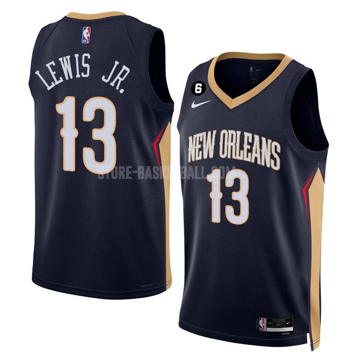 2022-23 new orleans pelicans kira lewis jr 13 navy icon edition men's replica jersey