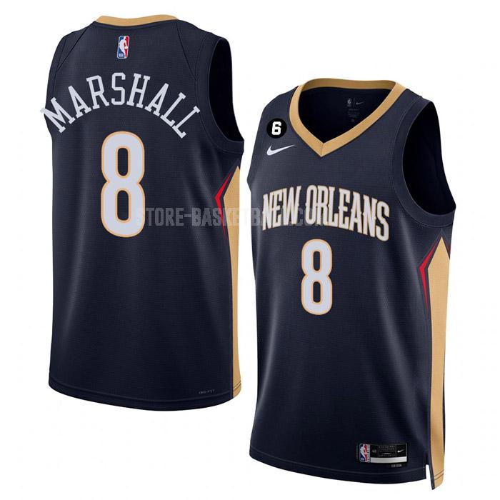2022-23 new orleans pelicans naji marshall 8 navy icon edition men's replica jersey
