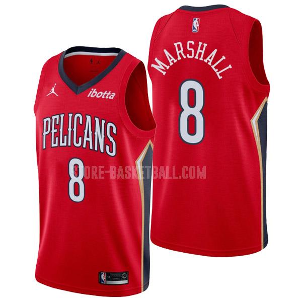 2022-23 new orleans pelicans naji marshall 8 red statement edition men's replica jersey