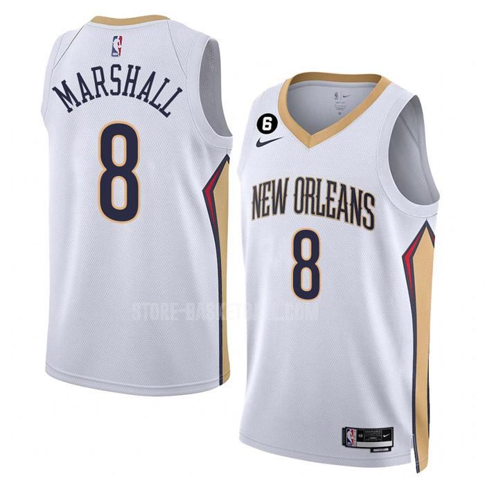 2022-23 new orleans pelicans naji marshall 8 white association edition men's replica jersey