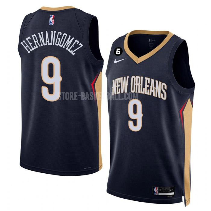 2022-23 new orleans pelicans willy hernangomez 9 navy icon edition men's replica jersey