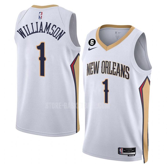 2022-23 new orleans pelicans zion williamson 1 white association edition men's replica jersey