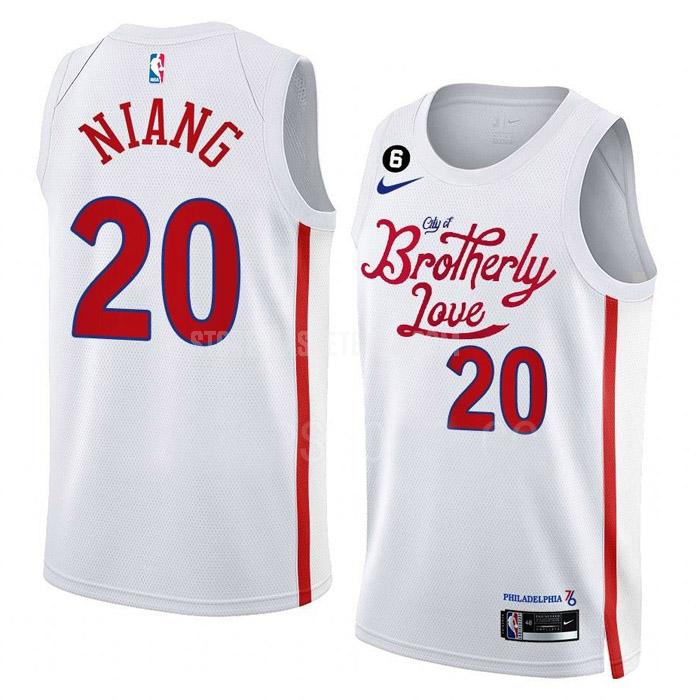 2022-23 philadelphia 76ers georges niang 20 white city edition men's replica jersey