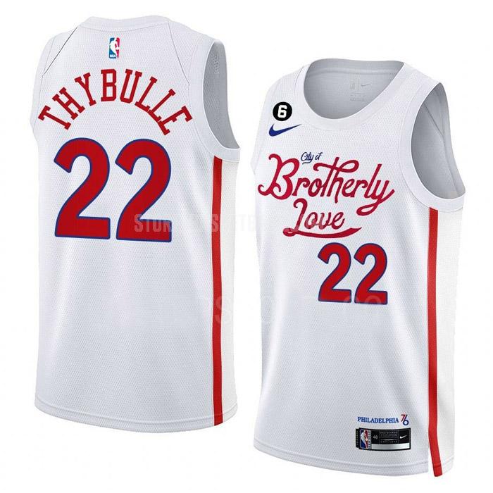 2022-23 philadelphia 76ers matisse thybulle 22 white city edition men's replica jersey