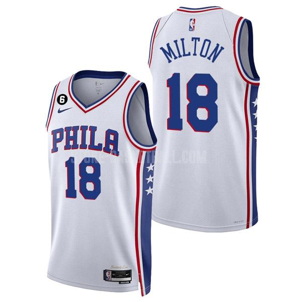 2022-23 philadelphia 76ers shake milton 18 white association edition men's replica jersey