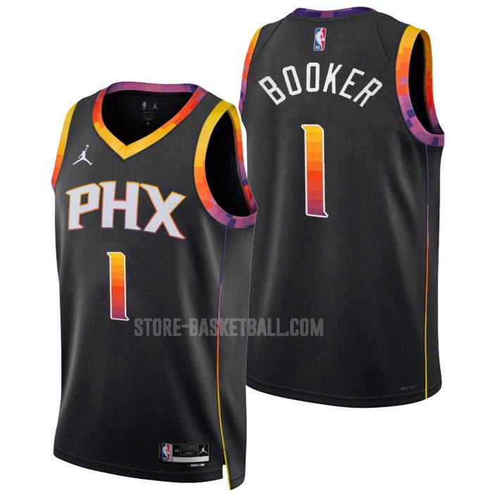 2022-23 phoenix suns devin booker 1 black statement edition men's replica jersey