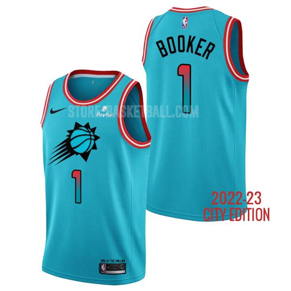 2022-23 phoenix suns devin booker 1 blue city edition men's replica jersey