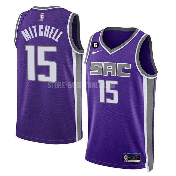 2022-23 sacramento kings davion mitchell 15 purple icon edition men's replica jersey
