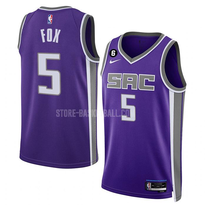 2022-23 sacramento kings de'aaron fox 5 purple icon edition men's replica jersey