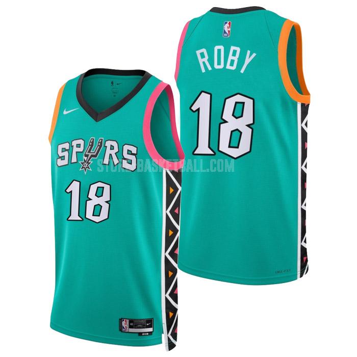 2022-23 san antonio spurs isaiah roby 18 turquoise city edition men's replica jersey