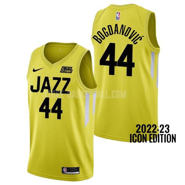 2022-23 utah jazz bojan bogdanovic 44 yellow icon edition men's replica jersey