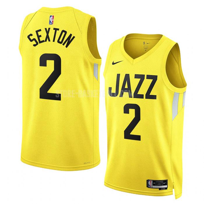 2022-23 utah jazz collin sexton 2 yellow icon edition men's replica jersey