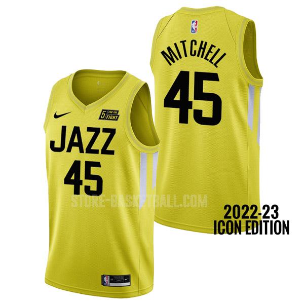 2022-23 utah jazz donovan mitchell 45 yellow icon edition men's replica jersey