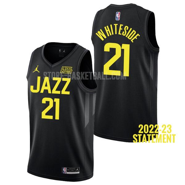 2022-23 utah jazz hassan whiteside 21 black statement edition men's replica jersey