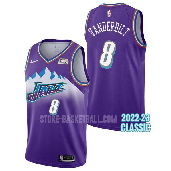 2022-23 utah jazz jarred vanderbilt 8 purple classic edition men's replica jersey