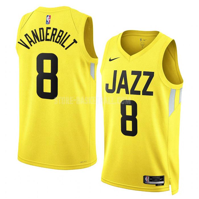 2022-23 utah jazz jarred vanderbilt 8 yellow icon edition men's replica jersey