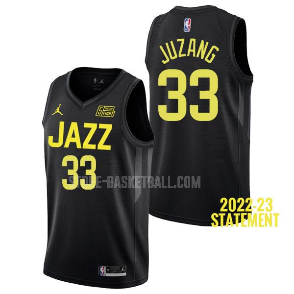 2022-23 utah jazz johnny juzang 33 black statement edition men's replica jersey