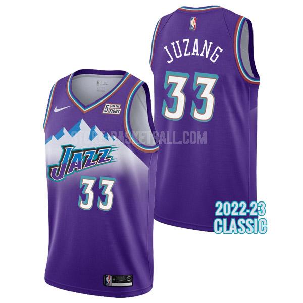 2022-23 utah jazz johnny juzang 33 purple classic edition men's replica jersey