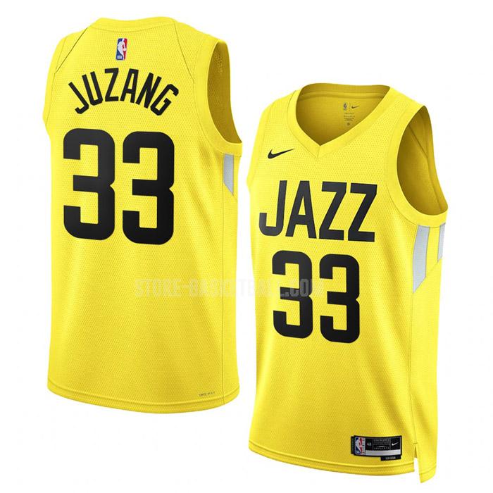 2022-23 utah jazz johnny juzang 33 yellow icon edition men's replica jersey