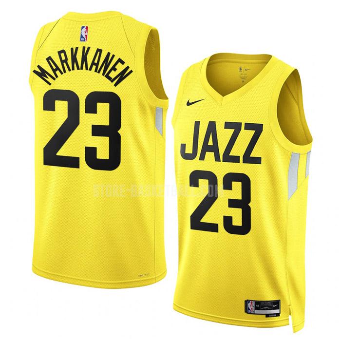 2022-23 utah jazz lauri markkanen 23 yellow icon edition men's replica jersey