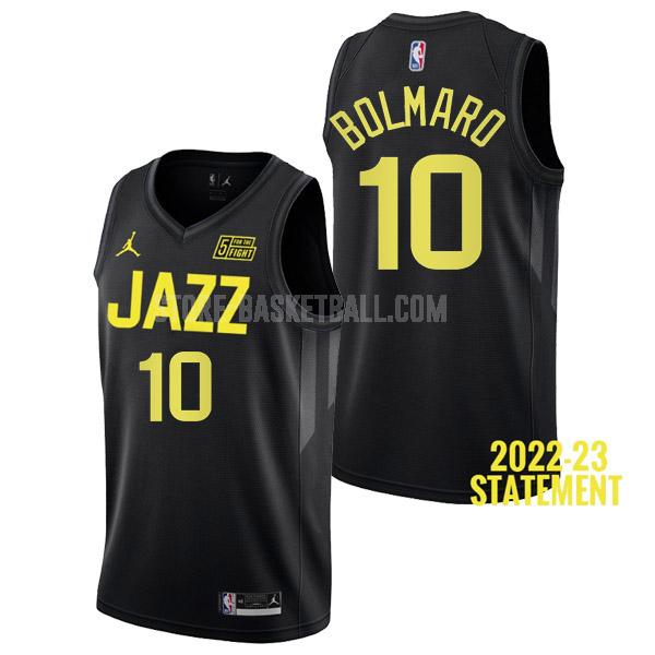 2022-23 utah jazz leandro bolmaro 10 black statement edition men's replica jersey