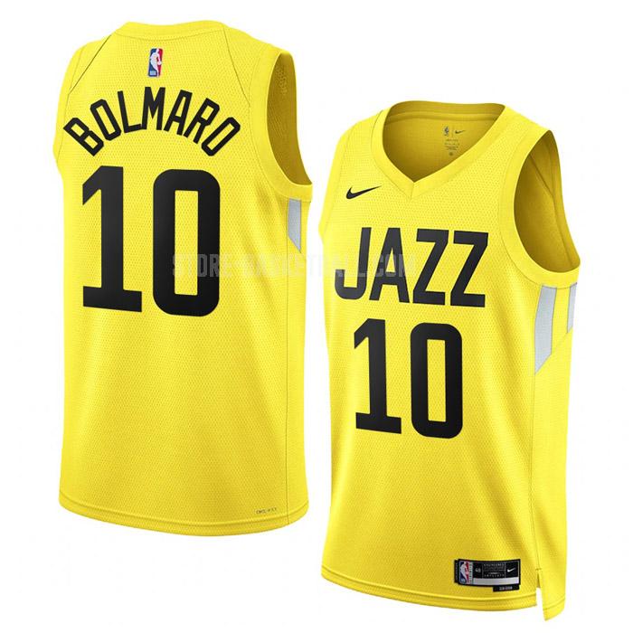 2022-23 utah jazz leandro bolmaro 10 yellow icon edition men's replica jersey