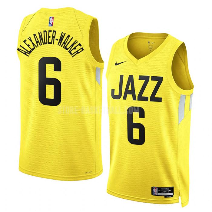 2022-23 utah jazz nickeil alexander-walker 6 yellow icon edition men's replica jersey