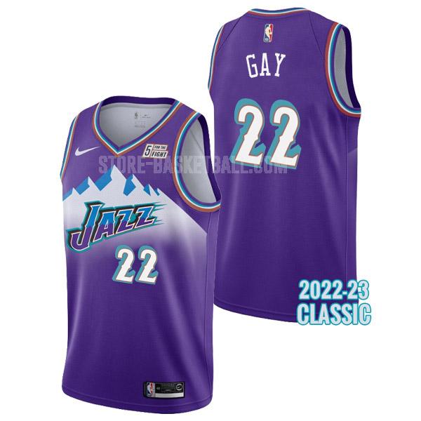 2022-23 utah jazz rudy gay 22 purple classic edition men's replica jersey