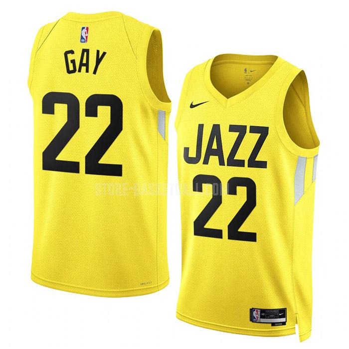 2022-23 utah jazz rudy gay 22 yellow icon edition men's replica jersey