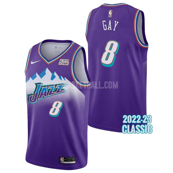 2022-23 utah jazz rudy gay 8 purple classic edition men's replica jersey