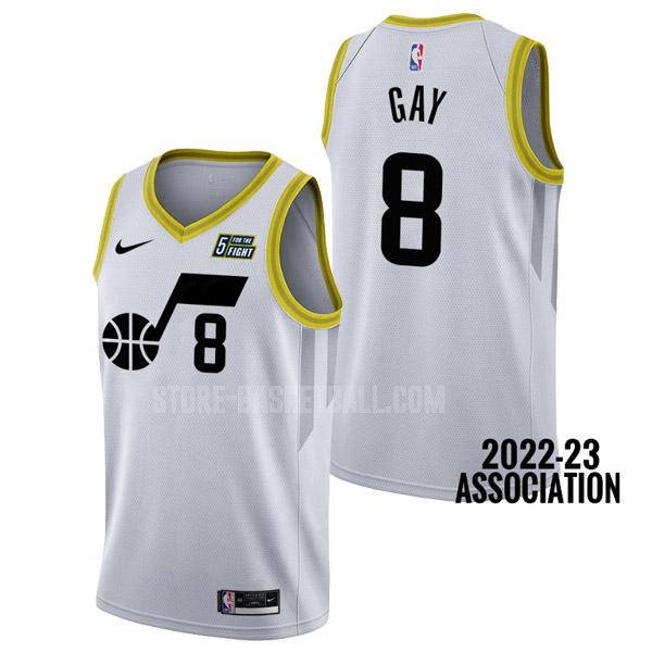 2022-23 utah jazz rudy gay 8 white association edition men's replica jersey