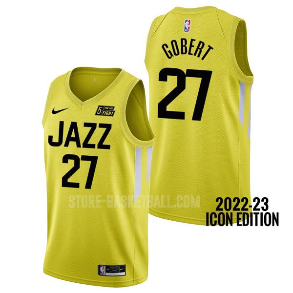 2022-23 utah jazz rudy gobert 27 yellow icon edition men's replica jersey
