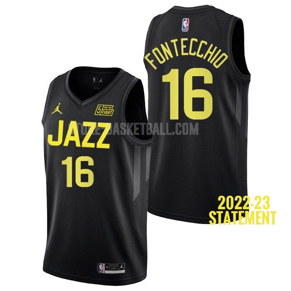 2022-23 utah jazz simone fontecchio 16 black statement edition men's replica jersey