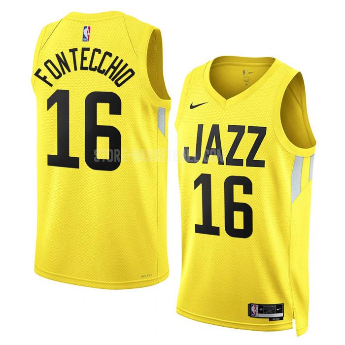 2022-23 utah jazz simone fontecchio 16 yellow icon edition men's replica jersey