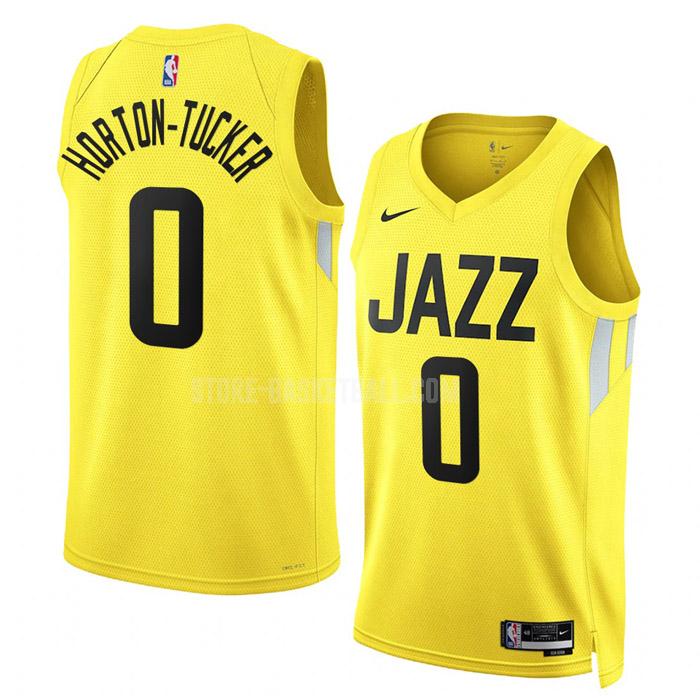 2022-23 utah jazz talen horton-tucker 0 yellow icon edition men's replica jersey