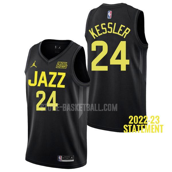 2022-23 utah jazz walker kessler 24 black statement edition men's replica jersey