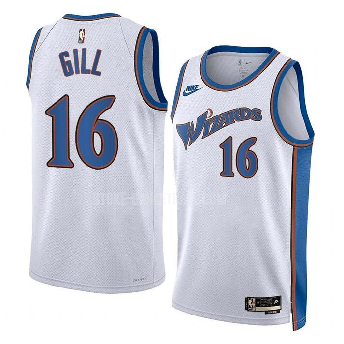 2022-23 washington wizards anthony gill 16 white classic edition men's replica jersey