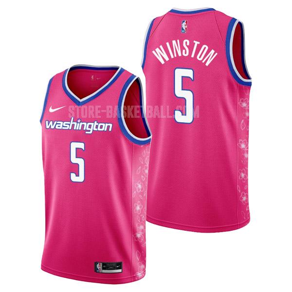 2022-23 washington wizards cassius winston 5 pink cherry blossom city edition men's replica jersey