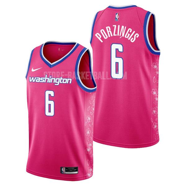 2022-23 washington wizards kristaps porzingis 6 pink cherry blossom city edition men's replica jersey