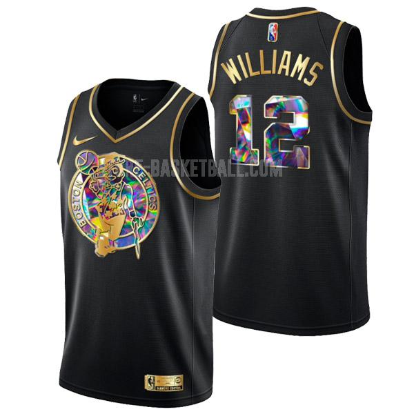 2022 boston celtics grant williams 12 black golden edition diamond men's replica jersey