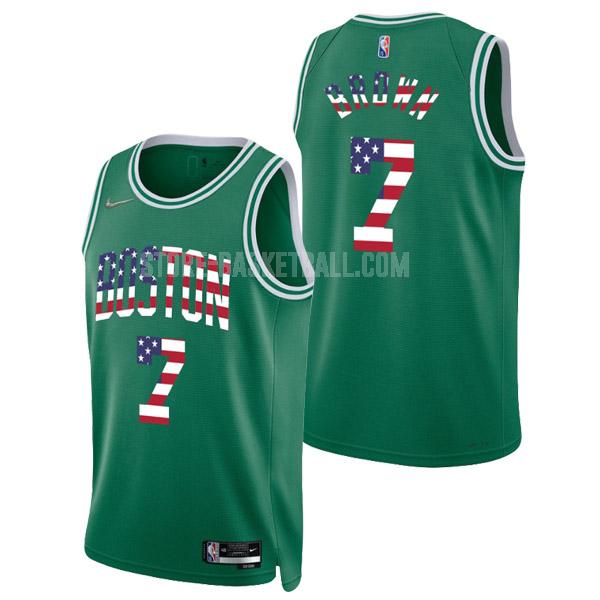2022 boston celtics jaylen brown 7 green memorial day icon edition men's replica jersey