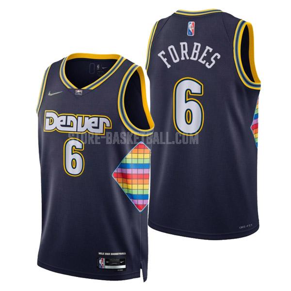 2022 denver nuggets bryn forbes 6 navy blue city edition men's replica jersey