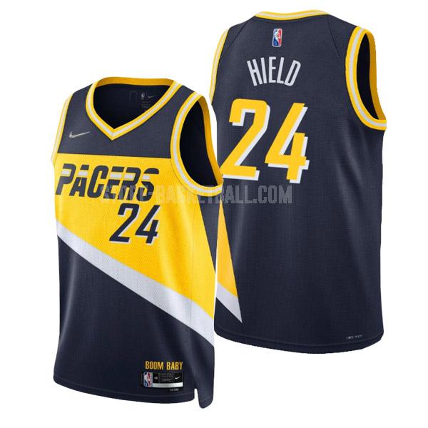 2022 indiana pacers buddy hield 24 navy blue city edition men's replica jersey