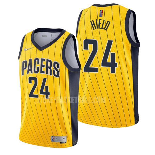 2022 indiana pacers buddy hield 24 yellow earned edition men's replica jersey