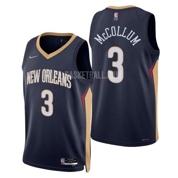 2022 new orleans pelicans c.j. mccollum 3 navy blue icon edition men's replica jersey