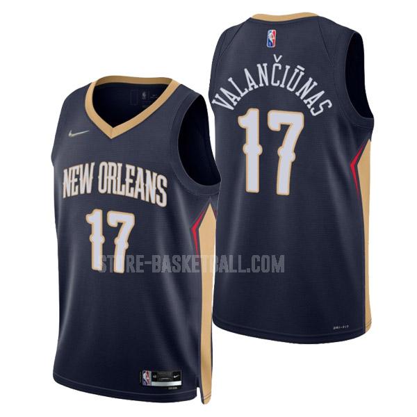 2022 new orleans pelicans jonas valanciunas 17 navy blue icon edition men's replica jersey