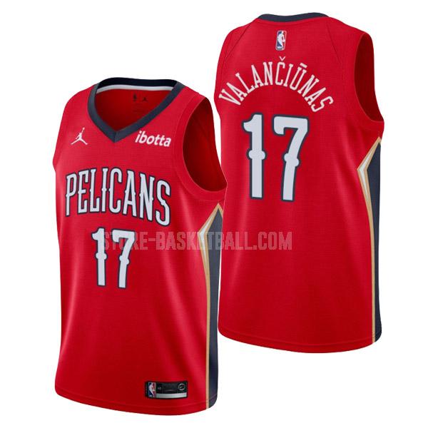2022 new orleans pelicans jonas valanciunas 17 red statement edition men's replica jersey