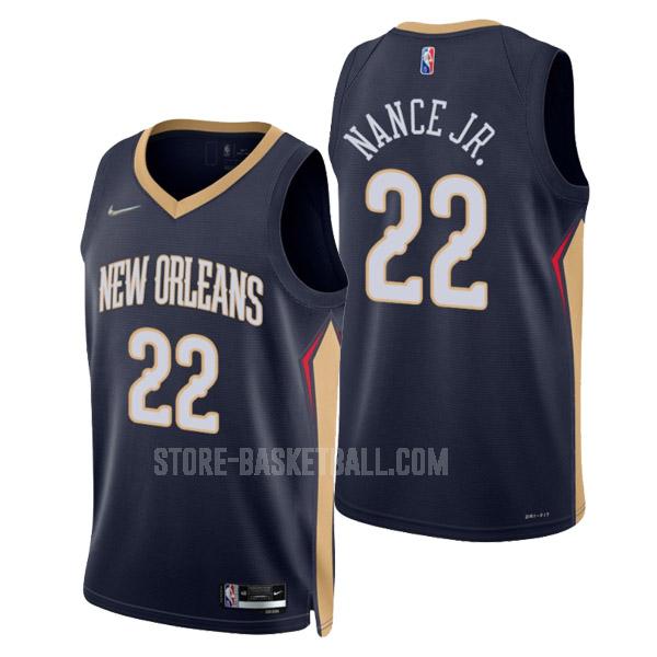 2022 new orleans pelicans larry nance jr 22 navy blue icon edition men's replica jersey