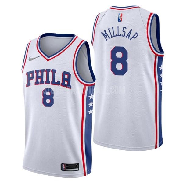 2022 philadelphia 76ers paul millsap 8 white association edition men's replica jersey