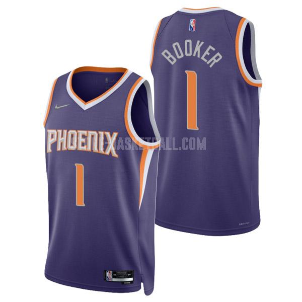 2022 phoenix suns devin booker 1 purple 75th anniversary icon men's replica jersey